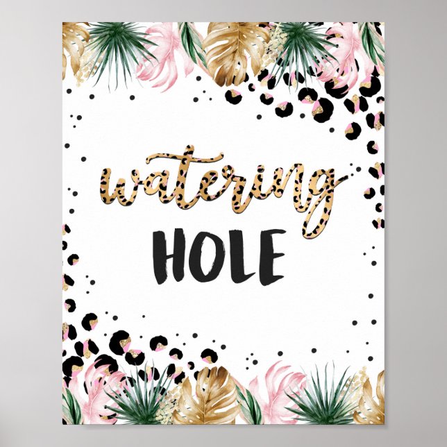Safari Birthday Leopard Print Watering Hole Sign (Front)