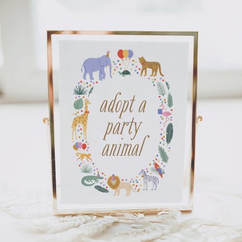 Safari Birthday Party Adopt a Party Animal Sign