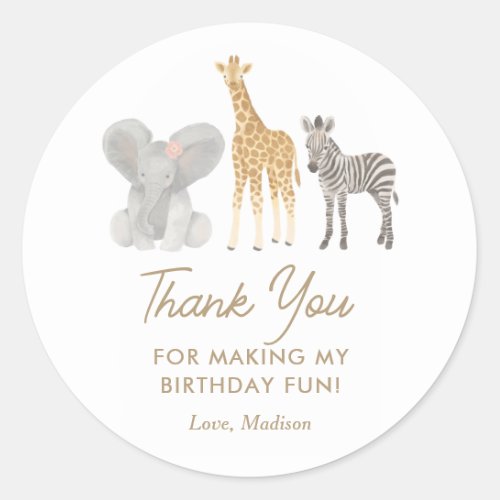 Safari Birthday Party Classic Round Sticker