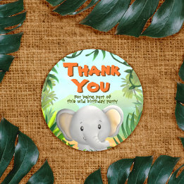 Safari Birthday Party - Elaphant Classic Round Sticker