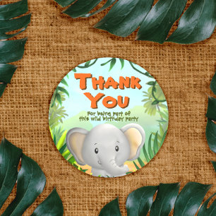 Safari Birthday Party - Elaphant Classic Round Sticker