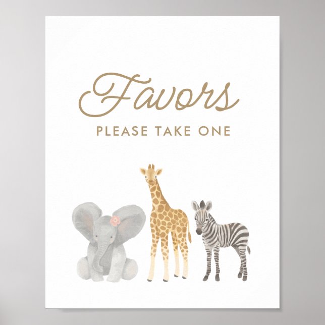 Safari Birthday Party Favors Sign (Front)