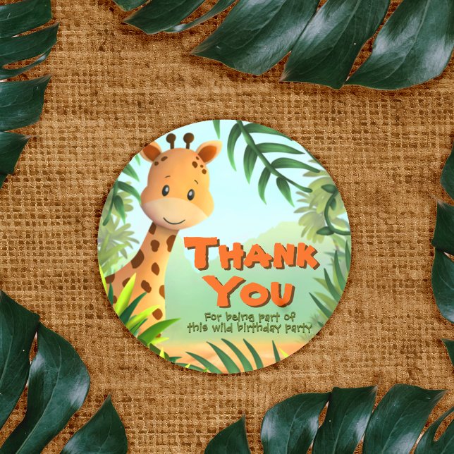 Safari Birthday Party - Giraffe Classic Round Sticker (Creator Uploaded)