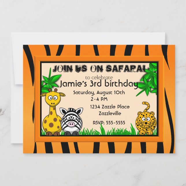 Safari Birthday Party Invitations (Front)