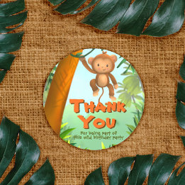 Safari Birthday Party - Monkey Classic Round Sticker
