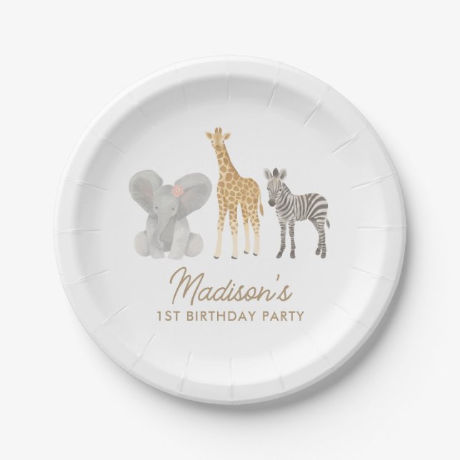 Safari Birthday Party Paper Plates (Front)