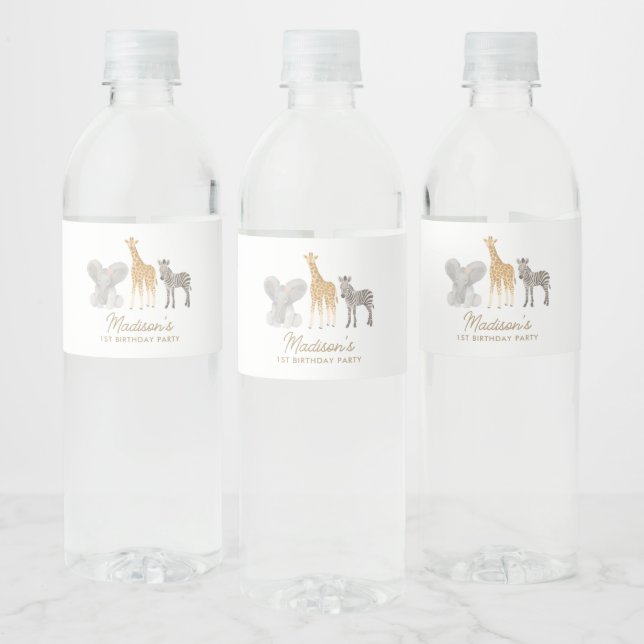 Safari Birthday Party Water Bottle Label (Bottles)