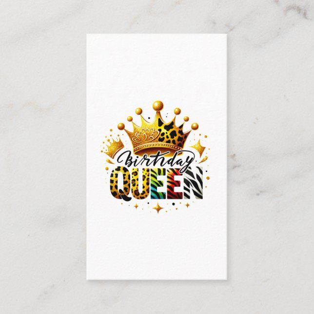 Safari Birthday Queen Crown Calling Card (Front)