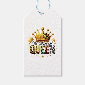 Safari Birthday Queen Crown Gift Tags