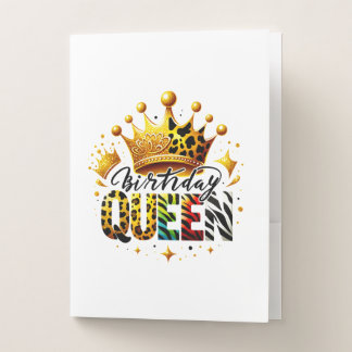 Safari Birthday Queen Crown Pocket Folder