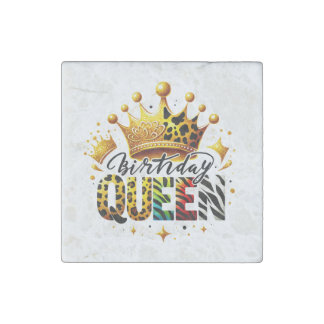 Safari Birthday Queen Crown Stone Magnet