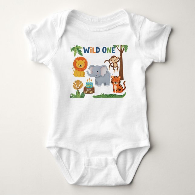 Safari birthday t-shirt baby bodysuit (Front)