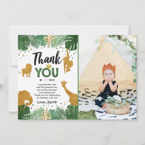Safari birthday Thank You Card Animals Wild one
