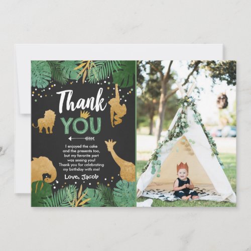 Safari birthday Thank You Card Animals Wild one