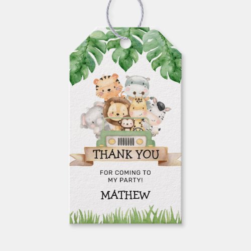 Safari Birthday Thank you Favor Tags