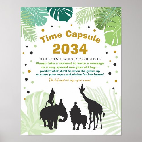 Safari Birthday Time Capsule Zoo boy Jungle party Poster