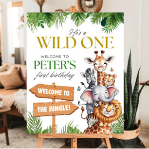 Safari Birthday Welcome Sign Wild One Birthday Sig