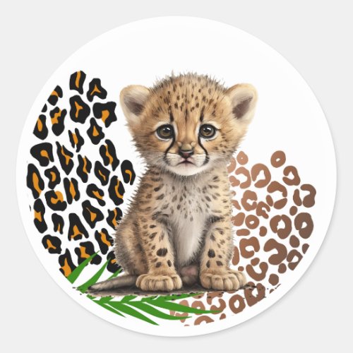 Safari Birthday Wild One Two Wild Leopard Birthday Classic Round Sticker