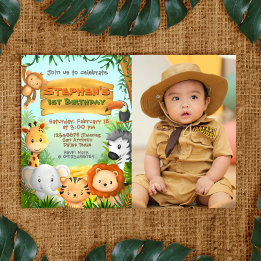 Safari Birthday with Photo Invitation