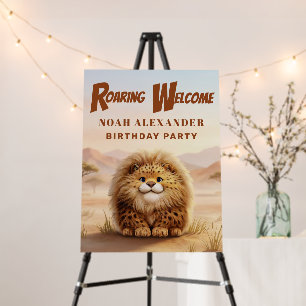 Safari Birthday Zuberi Fluffy Leopard Welcome Sign