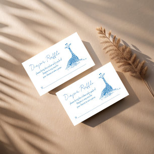 Safari blue toile giraffe diaper raffle enclosure card