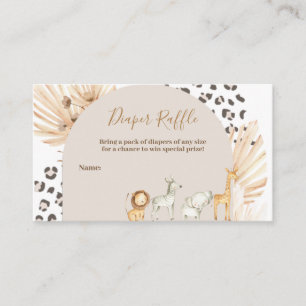 Safari Boho Animals Watercolor Diaper Raffle Enclosure Card