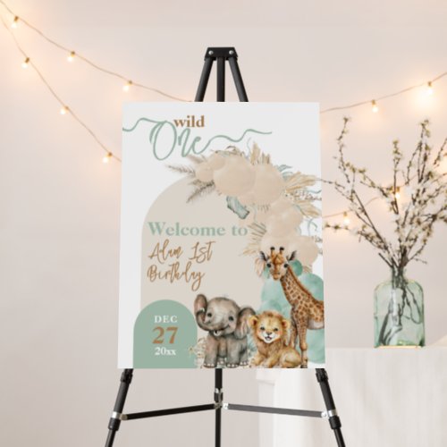 Safari Boho Balloon Boy 1st Birthday Photo welcome Foam Board