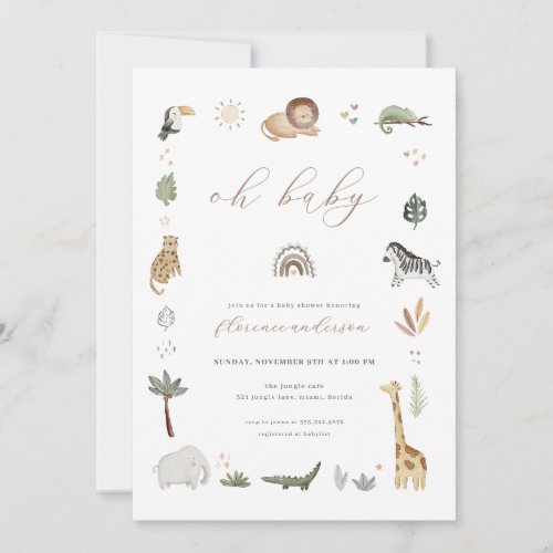 Safari Boho Jungle Baby Shower Invitation