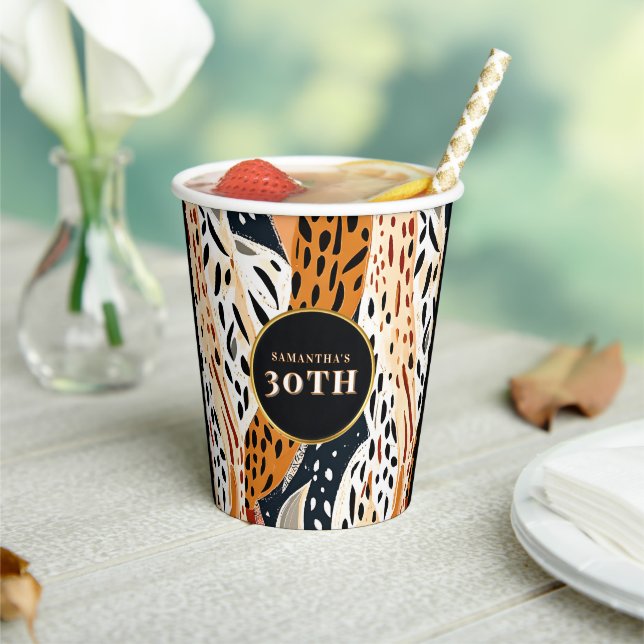 Safari Boho Paper Cups African Print Party Cups (Insitu)