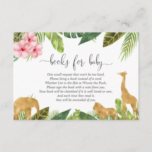 Safari book request girl baby shower book insert