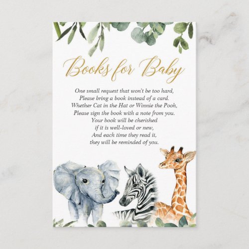 Safari book request jungle zoo animals watercolor enclosure card