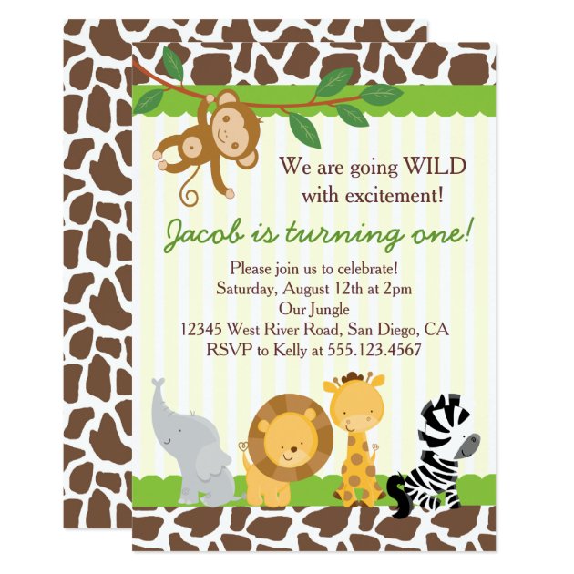 Safari Boy 1st Birthday Party Invitation