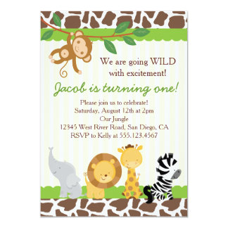 Safari Boy 1st Birthday Party Invitation