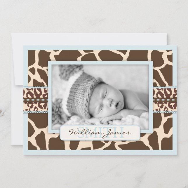 Safari Boy Announcement Card (Front)