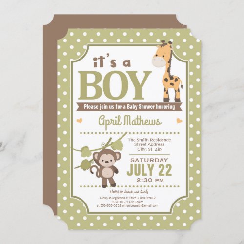 Safari Boy Baby Shower Invitation