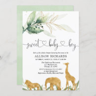 Safari boy baby shower invitation sweet baby boy