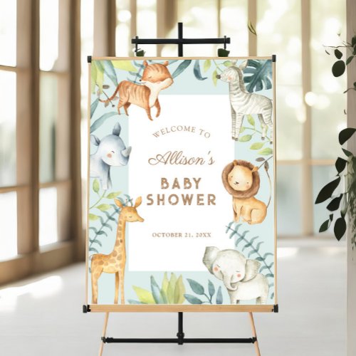 Safari boy baby shower welcome sign