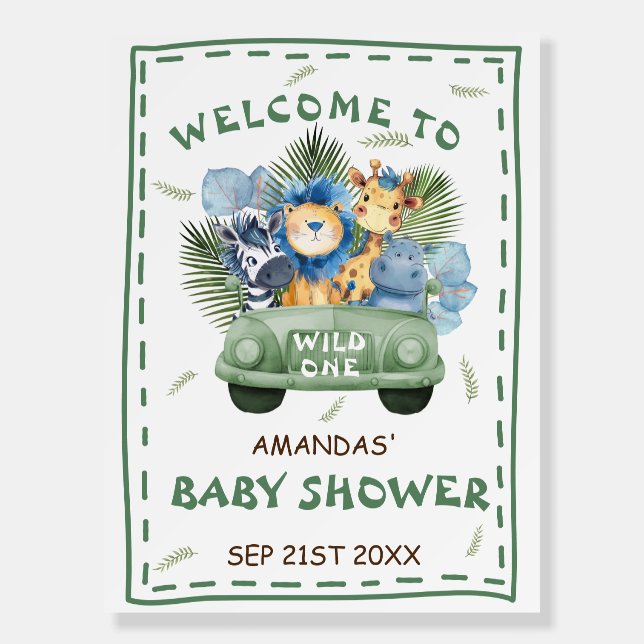 Safari Boy Baby Shower Welcome Sign (Front)