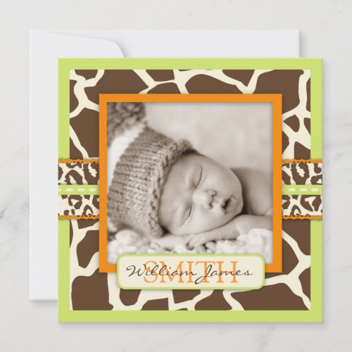 Safari Boy Green Announcement Square