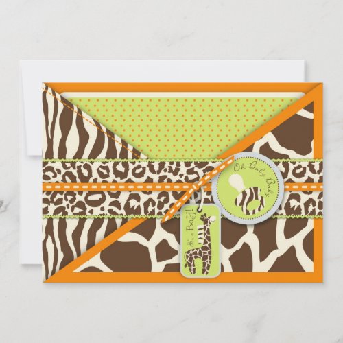 Safari Boy Orange Invitation Card 2