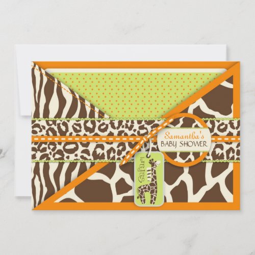 Safari Boy Orange Invitation Card 3
