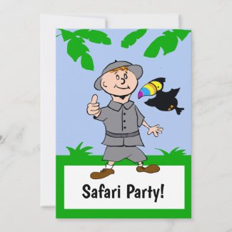 Safari Boy & Toucan Jungle Theme Invitation