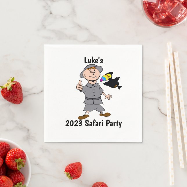 Safari Boy & Toucan Jungle Theme Napkins (Insitu)