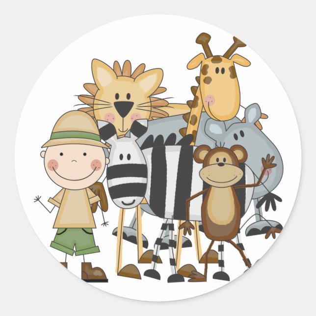Safari Boy Tshirts and Gifts Classic Round Sticker (Front)