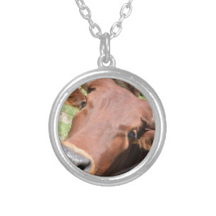 Safari Brown Cow Silver Plated Necklace