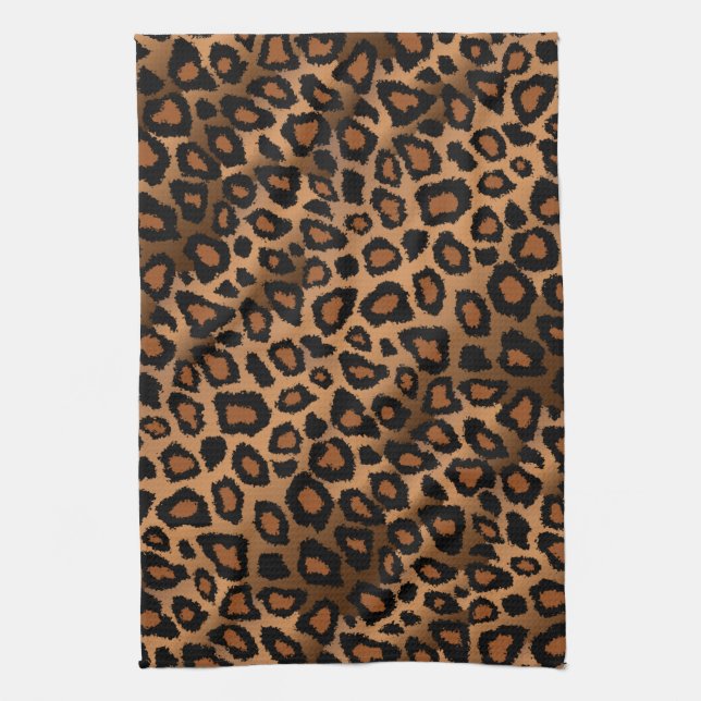 Safari Brown Leopard Animal Print Towel (Vertical)