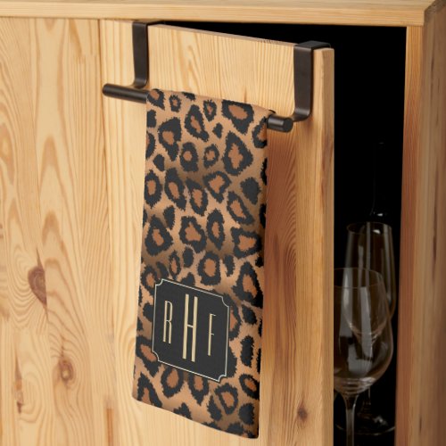 Safari Brown Leopard _ Monogram Kitchen Towel