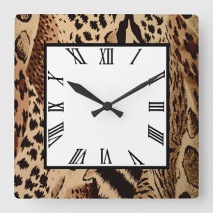 Safari Brown Square Wall Clock