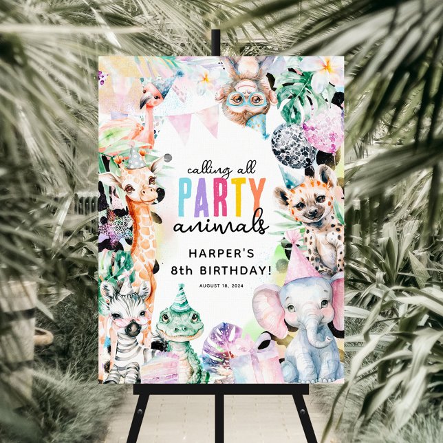 Safari Calling all Party Animals Cool Birthday Foam Board (Creator Uploaded)