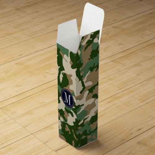 Safari Camouflage Monogram Template Wine Gift Box